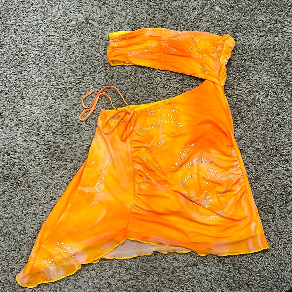 Bright orange mini dress